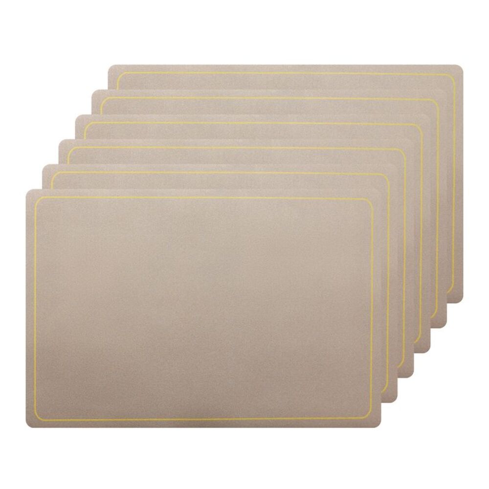 Set of 6 Heat Resistant Faux Leather Placemats 18x12 Inch Champagne